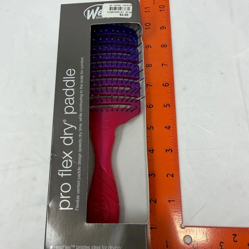Wet Brush Pro Flex Dry Paddle Pink Purple Ombre Vented Hair Brush HeatFlex NEW